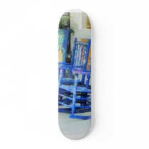 Row of Blue Rocking Chairs Skate Decks