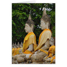Row of Buddha statues, Wat Yai Chaya Mongkol Greeting Card