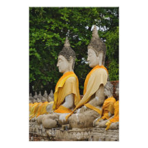 Row of Buddha statues, Wat Yai Chaya Mongkol Photo Print