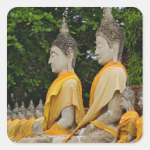 Row of Buddha statues, Wat Yai Chaya Mongkol Square Stickers