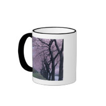 Row of cherryblossom trees coffee mugs