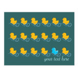 row of cute ducks card postcards
