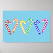 Row of Rainbow Candy Canes Poster