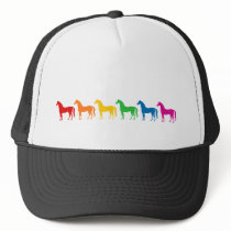 Row of Rainbow Colour Horses