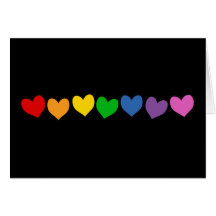 Row of Rainbow Hearts Cards
