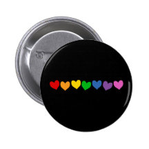 Row of Rainbow Hearts Pinback Button