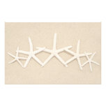 Row of White Starfish Custom Stationery
