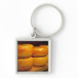 rows of colourful yellow Edam cheeses lined up Keychains