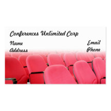 Rows of Red Chairs in Conference Room Business Card Template