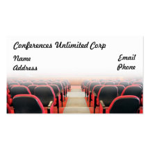 Rows of Red Chairs in Conference Room Business Card Templates