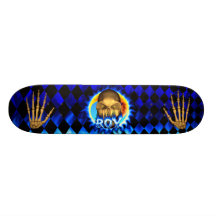 Roy skull blue fire Skatersollie skateboard.