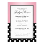 Royal Black Polka Dot Pink Baby Shower Invitations