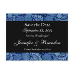 Royal Blue and Black Damask Save The Date Postcard