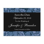 Royal Blue and Black Damask Save The Date Postcard