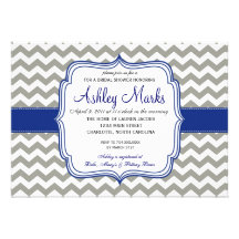 Royal Blue and Grey Chevron Invitaiton Custom Invites