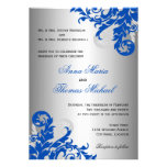 Royal Blue and Silver Flourish Wedding Personalized Announcements