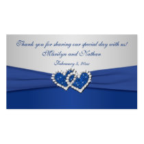 Royal Blue and Silver Joined Hearts Favour Tag