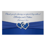 Royal Blue and Silver Joined Hearts Favour Tag Business Card Template