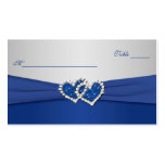 Royal Blue and Silver Joined Hearts Placecards Business Card Templates