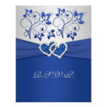 Royal Blue and Silver Joined Hearts RSVP Card Invitations