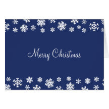 Royal Blue and White Snowflakes Christmas Card