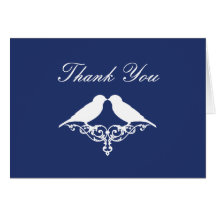 Royal Blue and White Sparrows Thank You Note Card