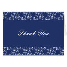 Royal Blue and White Spiral Swirls Thank You Note Cards