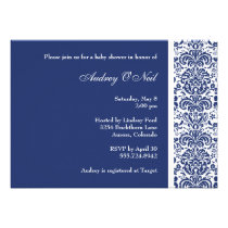 Royal Blue Damask Baby Shower Invitation invitations