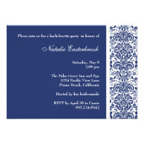 Royal Blue Damask Bachelorette Party Invitation invitations