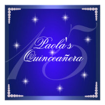 Royal Blue Diamond Sparkles Quinceañera Invitation