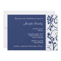Royal Blue Floral Vine Bridal Shower Invitation