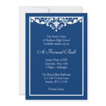 Royal Blue Flourish Formal Prom Dance Ball Announcement