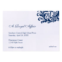 Royal blue formal prom bid custom admission ticket business cards