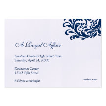 Royal blue formal prom bid custom admission ticket business cards