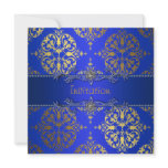Royal Blue Gold Damask All Occasion Party Invitation