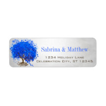 Royal Blue Heart Leafed Return Address Custom Return Address Labels