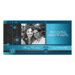 Royal - Blue ornament christmas holiday photocard Personalized Photo Card