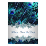Royal Blue Peacock Wedding Save the Date Personalized Announcement