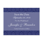 Royal Blue & Periwinkle Damask Save Date Postcard