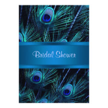 Royal Blue Purple Peacock Bridal Shower Custom Invitation