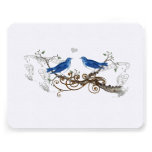 Royal Blue Vintage Love Birds Wedding RSVP Announcements