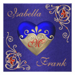 ROYAL BLUE Wedding Invitation with Gorgeous Heart