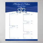 Royal Blue, White Floral Reception Seating Chart 2 Poster