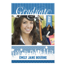 Royal Blue Zig Zag Senior Picture Class of Custom Invites