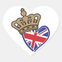 Royal Crowm UK Heart Flag Heart Stickers