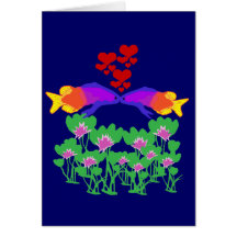 Royal gamma fish kissing blank card