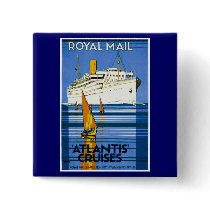 Royal Mail Atlantis Cruises Vintage Pinback Buttons