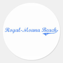 Royal-Moana Beach Hawaii Classic Design Round Sticker