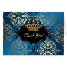 Royal Navy Blue and Gold Crown Thank You Cards