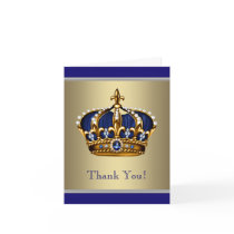 Royal Navy Blue Gold Jewel Crown Thank You Cards